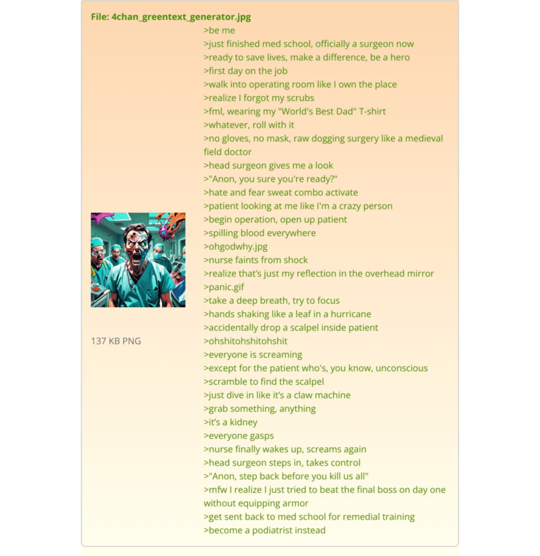 glif - 4Chan Greentext Generator by ai_memer